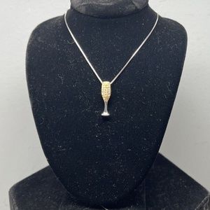 Swarovski Crystal Champagne Glass Necklace